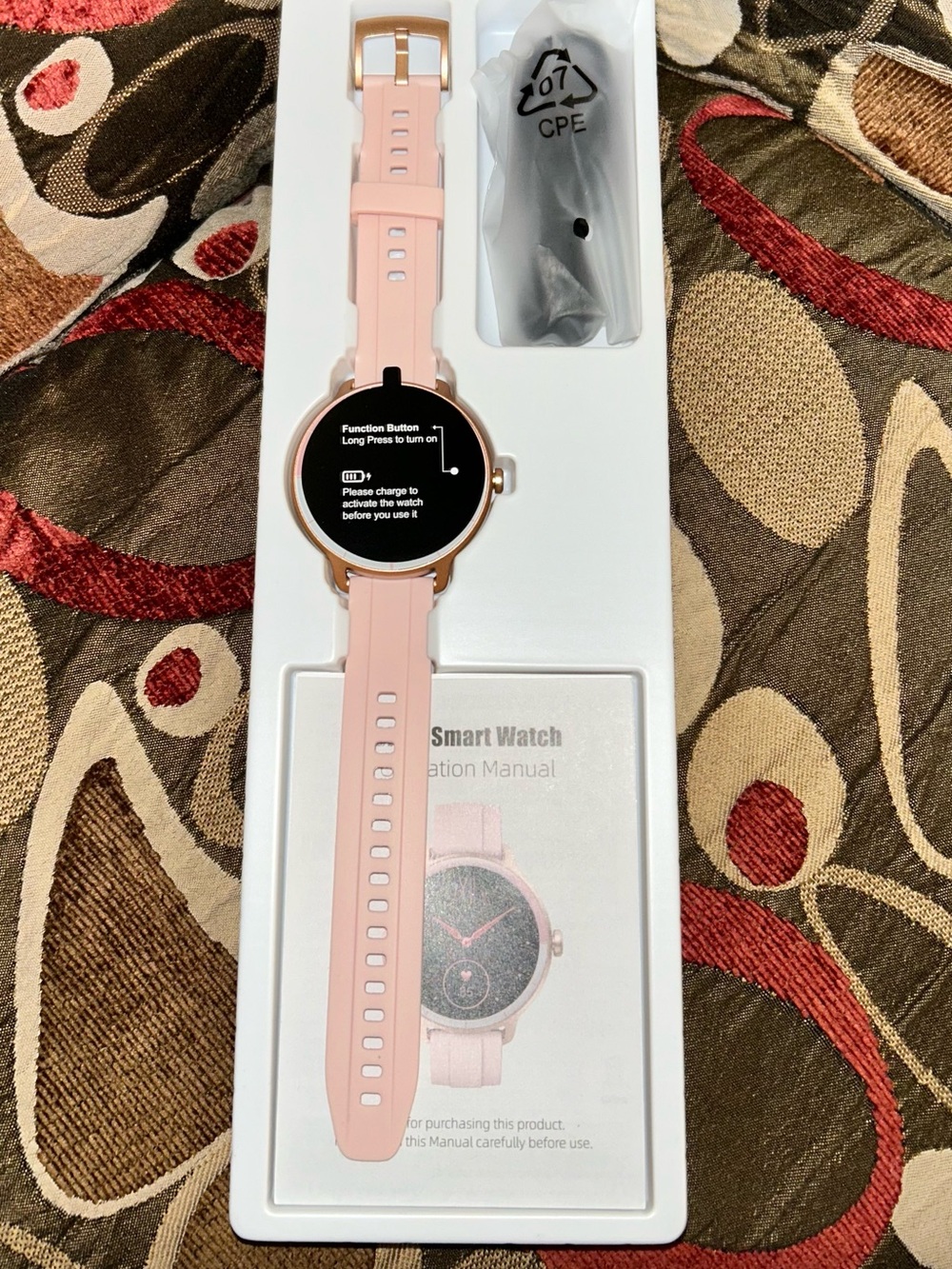 Pink Smartwatch with Silicone Band - Rose Gold Case